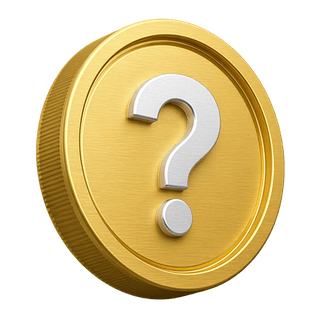 Moneda 3D ornamental de oro con un signo de interrogación en la página de preguntas frecuentes